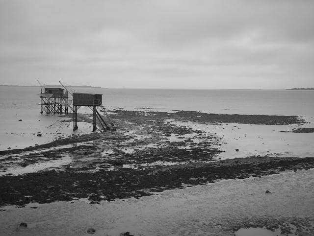 2 Carrelets bei Ebbe, Schwarz / Weiss